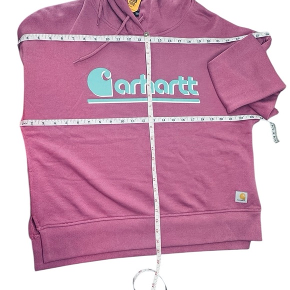 Carhartt Women's Rose Hoodie with Teal Logo - Picture 13 of 13